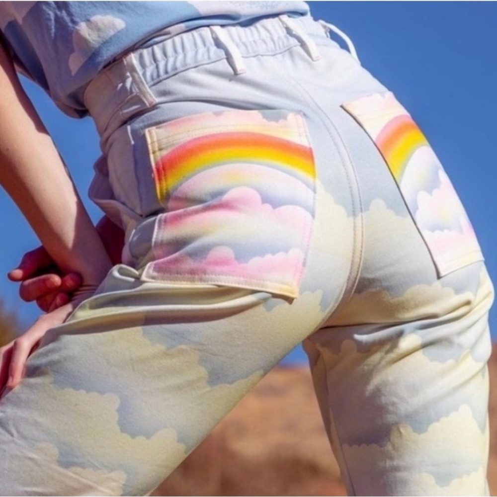 Big Bud Press rainbow cloud airbrush worker pants size L - never worn